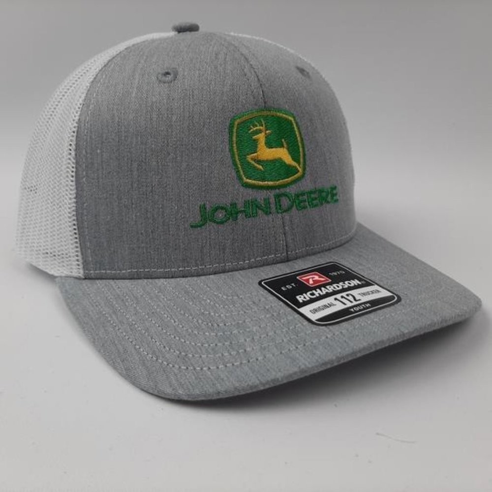 JD Tractors Richardson 112 Youth John Deere Embroidered Mesh Snapback Cap Farmer - Picture 2 of 5